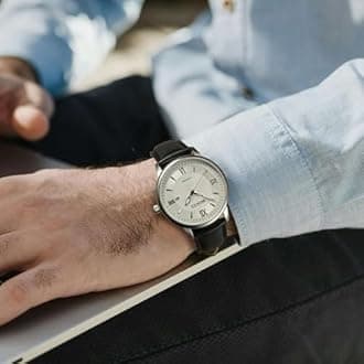 WOCCI Leather Watch Band, Vintage Replacement Strap, Stainless Steel Buckle, Choice of Width 14mm 16mm 18mm 19mm 20mm 21mm 22mm 23mm 24mm