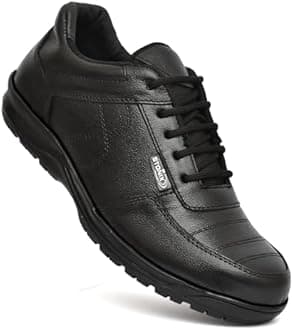 STONIX® Gola TPR Sole Safety Shoes for Men's| Stylish Look| Genuine Leather with Non Slip Outsole & Steel Toe| Comfortable and Waterproof,(Size-10) Black