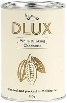 Fraus DLUX White Drinking Chocolate, Creamy White Chocolate Powder for Hot or Iced Drinks (220G)
