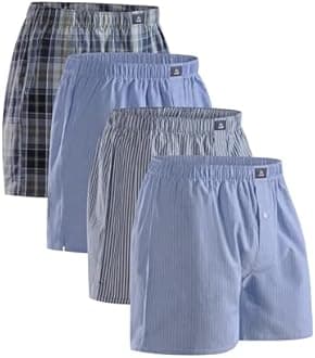 DANISH ENDURANCE Woven Boxers for Men, Cotton Boxer Shorts, Loose Fit, Premium Organic Cotton, Mulitpack, 4 or 6 pack