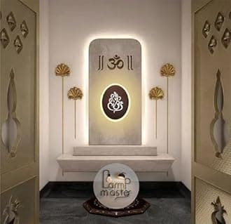 Ganpati LED Wall Light - Rose Gold & Frosted Acrylic | 23cm | Warm White | Ideal for Temple, Living Room, Bedroom, Pooja Room, Mandir, Shops, Hotel (Oval - Ganesh - Rose Gold - P2)