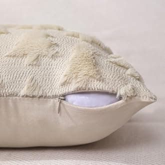 DFXSZ Christmas Tree Pillow Covers 20x20 inch Set of 2 Christmas Decoration Beige Soft Plush Faux Fur Jacquard Throw Pillows for Bedroom Sofa Holiday Festivals Winter Home Decor PTK006C20