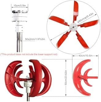 Wind Turbine Generator Kit, 12000W 12V/24V/48V Vertical Wind Turbine Electricity Set, 5 Blade Horizontal Wind Power Generator Kit for Home, Boat, Marine, Monitoring, Street Lighting,White-48V