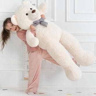 MorisMos 47 inch Big Cute Plush Teddy Bear Huge Plush Animals Teddy Bear for Girl Children Girlfriend Valentine's Day White 1.2M