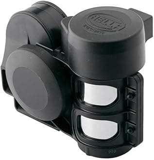 HELLA Black Universal Fit 12V 112dB(A) Vehicle Horn - 520/660Hz Frequency Range - Plastic Material - Compatible with Passenger Car, Truck, Bus