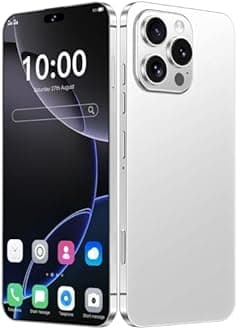 I16 PROMAX unlocked phone, Android 14 4GB,6.8-inch high-definition AMOLED screen smartphone, 4500mAh battery, facial recognition/5G/photo/GPS phone (titanium white,64)