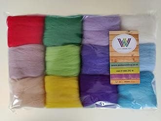 Assorted Colour Wool Sets - Pure Merino Wool Roving Tops for Needle and Wet Felting Packs of 60g (Set M)