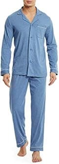 DAVID ARCHY Mens Cotton Sleepwear Pajamas Set Long Sleeve, Button-Down with Pockets, Fly Loungewear for Men Top & Pants Set