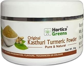 HorticoGreens Natural Haldi Kasturi Turmeric/Kasturi Manjal/Musk,Wild & White Turmeric/Jangli Haldi/Curcuma aromatica Powder | 50 Grams