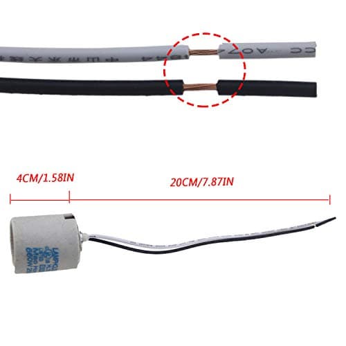 Rextin 10pcs Ceramic Standard Medimun Screw Base Socket E26 E27 Bulb Holders With Wire for Hot Halogen Bulb (E26 B 10pcs)