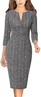 VFSHOW Womens Slim Zipper Up Work Business Office Party Bodycon Pencil Sheath Dress