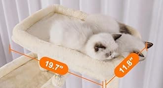 Heybly Hebly Tall Cat Tree,78 inch Multi-Level Cat Tower for Indoor Cats,2 Widened Plush Perches Cat Condo with Scracthing Board and Big Caves,Beige HCT033M