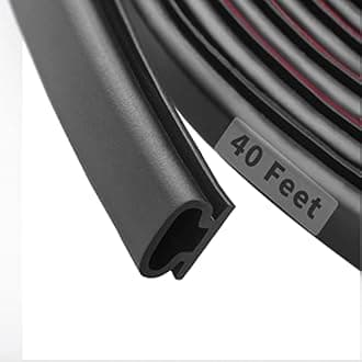 Door Seal Strip Rubber 12.6M Self Adhesive Back D Shape Door Seal Strip for Door Frame Insulation Large Gap Easy Cut to Size (Black)
