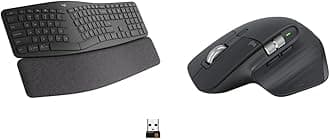 MX Master 3S Wireless Mouse and Ergo K860 Split Ergonomic Keyboard - Quieter Clicks, Faster Scrolling, Adjustable Palm Lift