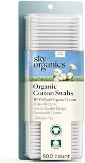 Cotton Swabs Organic by Sky Organics (Large pack of 500 ct.) Natural Cotton Buds, Cruelty-Free Cotton Swabs, Biodegradable, All Natural Cotton Swabs, Chlorine-Free Hypoallergenic Cotton Swabs