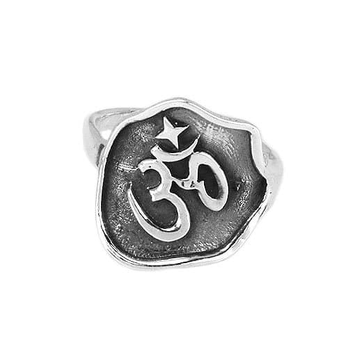 Solid .925 Sterling Oxidized Silver Om Ring #5.75 (sr311)