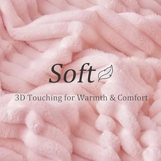 BEDELITE Throw Blanket for Couch - 300GSM Soft & Warm Fluffy Pink Blanket, Decorative and Giftable Striped Blankets for Women, Men, 50"x70"