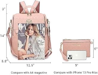 MKP Women Fashion Backpack Purse PU Leather Convertible Medium Ladies Rucksack Travel Shoulder Bags Handbag and Purse 2Pcs