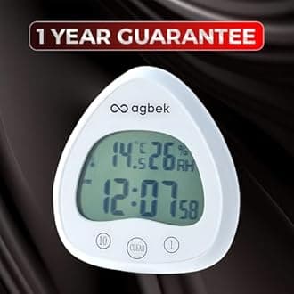 AGBEK Shower Timer Waterproof – Large LED Display for Bathroom – Digital Wall Clock,Fog-Proof, Battery Operated with Temperature Display – Modern Design, Ideal for Shower – Easy to Install