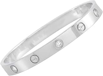 18K Gold Plated Stainless Steel Openable Crystal Bracelet | Cuff Bangle | Friendship Couple Wedding Gifts for Mother Sister Wife Girlfriend | Anti Tarnish Jewellery