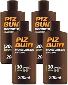 Piz Buin Moisturising Sun Lotion SPF30, 200ml (Pack of 4)