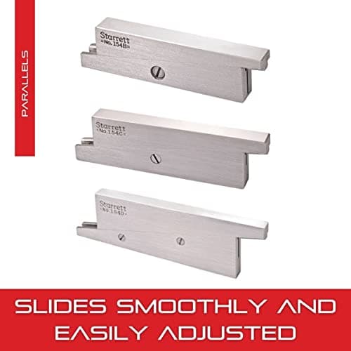 Starrett Adjustable Parallel Set for Layout, Gaging and Inspection Work - 1-3/4", 2-1/8", 2-11/16", 3-9/16" Length, 3/8" to 1-5/16" Range, 9/32" Thickness - S154LZ