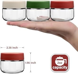 EONJOE 2 oz Glass Dressing Containers To Go Sauce Cups Mini Condiment Dip Jars with Lids Lunch Box Accessories,6-Pack