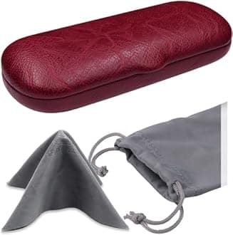 MyEyeglassCase Small Glasses case | Men’s Hard Eyeglass case with Pouch & Cloth | Slim Reading case