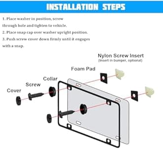 YALOK Anti Theft License Plate Screws Kits 4Sets Rustproof Stainless Steel Car Tag Plate Mounting Hardware, M6 (1/4") Tamper Proof Fastener Nut, Caps Cover for Front Rear Frame Holder (Slotted-Black)