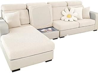 MIFXIN Couch Cushion Covers Magic Sofa Cover Stretch Universal Elastic L Shape Sofa Sectional Sofa Slipcover Chaise Couch Furniture Protector (Weave White, 1-Seater Cushion Cover)