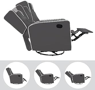 Swivel Rocker Recliner Chair for Adults and Elders, Comfortable Living Room Recliner with 360° Swivel, Manual Reclining with Adjustable Footrest, Ergonomic Back Support