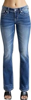 Miss MeWomens 32" Intricate Wing Mid-Rise Bootcut Jeans