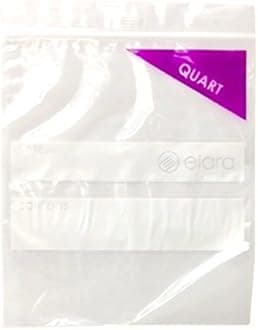 elara PB-ZQ500 Reclozables Double Zipper Resealable Poly Storage Bags, Double Track Zip Closure, Quart Capacity, 1.75 Mil, LDPE, Food Safe, BPA Free (Case of 500),1 Quart