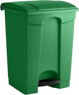 Plastic Garbage Bin with Foot Pedal, Hands-Free Garbage Can, Green, 18 Gallon Rectangular Step-On Commercial Trash Can for Restaurant/Office/Kitchen