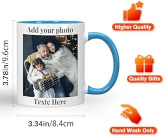 Personalised Mug with Photo Custom Coffee Mug with Picture Personalised Coffee Mugs with Name 11oz Double Side Custom Mug Novelty Custom Gift for Him Or Her