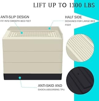 ANNKUT Furniture Risers 4 Inch, Heavy Duty Furniture Elevator in Heights of 1.5, 3 or 4 Inch，Rectangle Raising Blocks for Bed, Couch, Desk, Sofa, Tables,Support Up to 1,300 Lbs (4 Pack-Apricot)