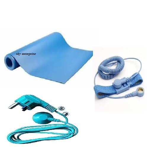 Sky-Zero Volt Therapy kit Grounding Mat Pad Earthing Sheet With 3 pin Plug & Grounding Wrist Band for Grounding Human body volatge (SIZE) (2X6 FT)