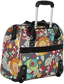 Lily Bloom Designer Under The Seat Tote Cabin Luggage Collection - 15 Inch Patterned Carry on Bag for Women - Lightweight Suitcase with 2 Rolling Wheels