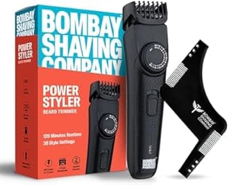 Bombay Shaving Company Trimmer Men, 2 Yr Warranty, 120Min runtime, 38 length Settings, Flash USB Cable fast Charging (Black) with beard shaper.