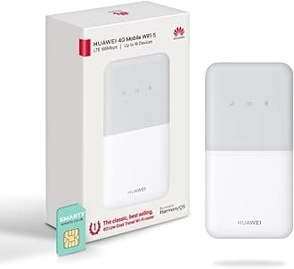 E5586, CAT 4, Portable 4G Low Cost Travel Wi-Fi, Roams on all World Networks, Genuine UK Warranty Stock, with FREE SMARTY SIM- White