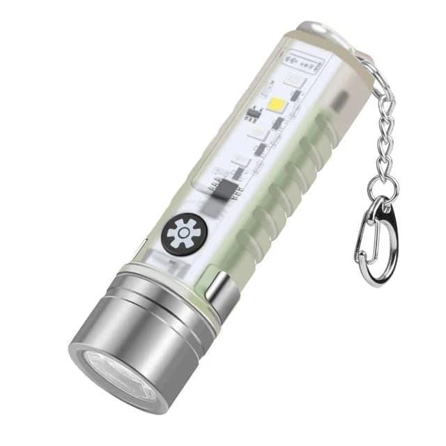 Keychain Flashlight, LED Mini Flashlight, USB Rechargeable Emergency Lighting with Flashing Warning Light, Portable Flashlight for Outdoor Hiking, Indoor Repair, Camping