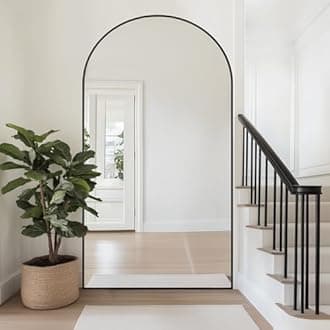 Antok Full Length Mirror, 44"x88" Oversized Floor Mirror with Stand for Bedroom, Living Room Cloakroom, Black, Arch Style