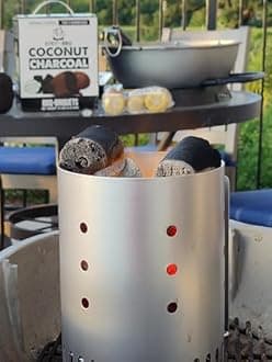 Coconut Charcoal BBQ Briquettes | Organic, Long-Burn, High Heat, Low Ash, No Sparks | Perfect for Christmas & Winter Grilling, Cookouts, Smokers & Roasting | Even Burn & Mild Flavor - 1PACK