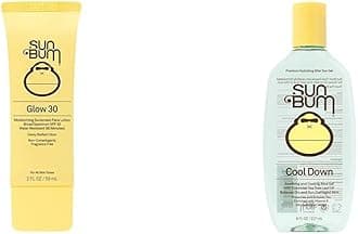 Sun Bum Original SPF 30 Glow Sunscreen Face Lotion and Cool Down Aloe Vera Gel Bundle