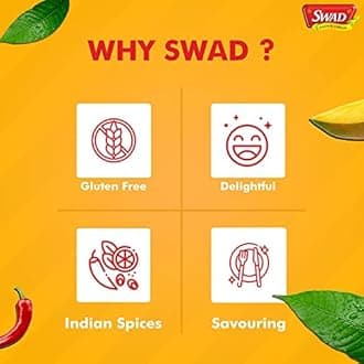 SWAD Spicy Mango Pickle | Spicy & Tangy Aam Ka Achaar with Raw Mango Chunks | Homemade Tangy & Spicy Aam Achaar Mixed with Corn Oil | 400g (Pack of 3)