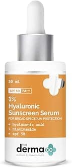 The Derma Co 1% Hyaluronic Acid Sunscreen For All Skin Types Serum With Spf 50 & Niacinamide For Broad Spectrum Protection - 30Ml, Pack Of 1