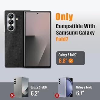 For Samsung Galaxy Z Fold 7 Case, 600D Carbon Fiber Z Fold 7 Case With Magsafe, 2x Screen Protector, Precision Full Camera Protection, Ultra-Slim Aramid Phone Cover Bare Touch Feeling (Matte Black)