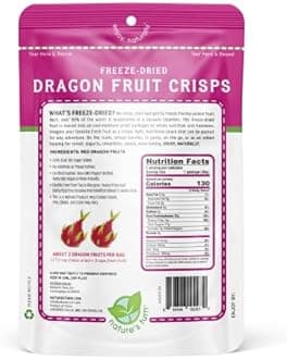 Nature’s Turn Freeze-Dried Dragon Fruit Crisps – Healthy, Gluten-Free, Crispy & Delicious, Plant-Based Snack, Ideal for Cereal, Smoothies, School Lunches, & On-the-Go, Bags of 2 (1.2 oz Each)