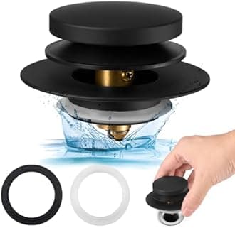 Uxoz Bathtub Stopper Upgraded Tub Stopper Universal Drain Stopper, Replacing Lift and Turn, Tip Toe or Trip Lever Tub Drains for 1.5"-1.72" Drain Hole - (Black)