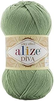 Alize Diva Silk Effect 100% Microfiber Acrylic Yarn 1 Ball skeins 100gr 383yds (852 - Green Tea)